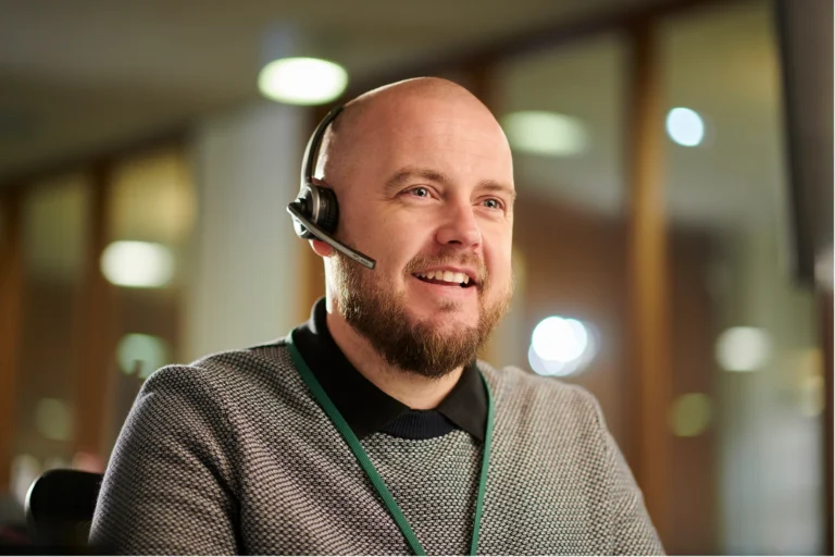 Man talking with customer